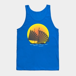 Sailing Boat Under Moon Light Tank Top